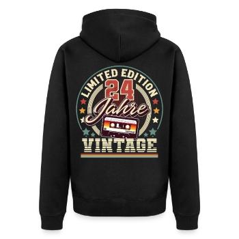 24. Geburtstag Vintage kassette - Unisex Premium Bio Zip Hoodie - Schwarz - Hinten - Nico (187cm)