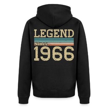 Legende seit 1966 Jubiläum 1966 - Unisex Premium Bio Zip Hoodie - Schwarz - Hinten - Nico (187cm)