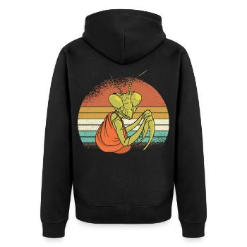 Mantis in retro sunset - Unisex Premium Organic Zip Hoodie - black - Back - Nico (187cm)
