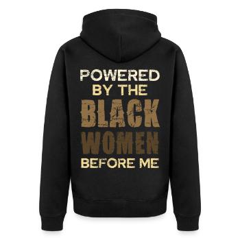 Kraft Schwarzer Frauen Vor Mir - Unisex Premium Bio Zip Hoodie - Schwarz - Hinten - Nico (187cm)