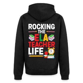  English Language Arts Teaching Team Specialist - Unisex Premium Organic Zip Hoodie - black - Back - Nico (187cm)