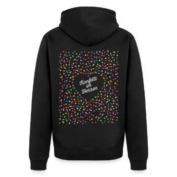 Konfetti im Herzen - Karneval im Blut Kostüm - Unisex Premium Bio Zip Hoodie - Schwarz - Hinten - Nico (187cm)