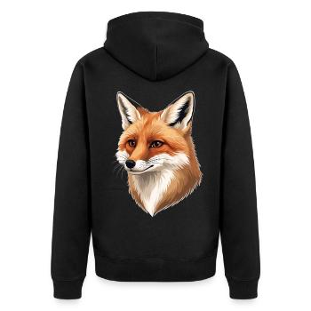 Fox Head Illustration: Warm Nature Tones - Unisex Premium Organic Zip Hoodie - black - Back - Nico (187cm)
