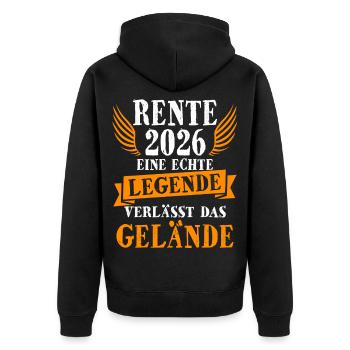 Pension 2026 Légende Pensionnaire Retraité - Veste à capuche bio Premium Unisexe - noir - Dos - Nico (187cm)