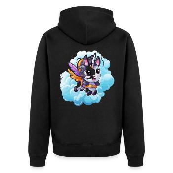 Little Unicorn Pony Cloud Flight - Unisex Premium Organic Zip Hoodie - black - Back - Nico (187cm)