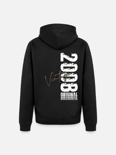 Koszulka z okazji 18. urodzin – oryginalny retro z 2008 roku - Ekologiczna rozpinana bluza z kapturem Premium unisex - czarny