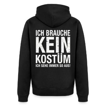 Karneval Fasching Fasnet Kostüm - Unisex Premium Bio Zip Hoodie - Schwarz - Hinten - Nico (187cm)