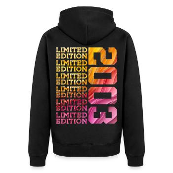 LIMITED EDITION 2003 23 JAHRE 23. GEBURTSTAG - Unisex Premium Bio Zip Hoodie - Schwarz - Hinten - Nico (187cm)