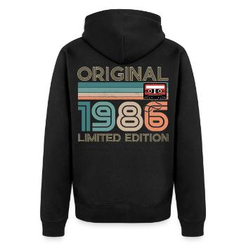 40 ans 40e Anniversaire 1986 Original Vintage - Veste à capuche bio Premium Unisexe - noir - Dos - Nico (187cm)