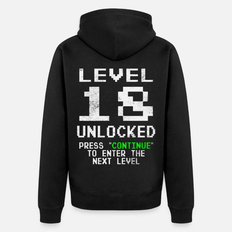 Level 18 Unlocked - Unisex Premium Bio Zip Hoodie - Schwarz