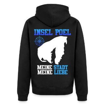 ISLAND OF POEL MY CITY MY LOVE Funny - Unisex Premium Organic Zip Hoodie - black - Back - Nico (187cm)