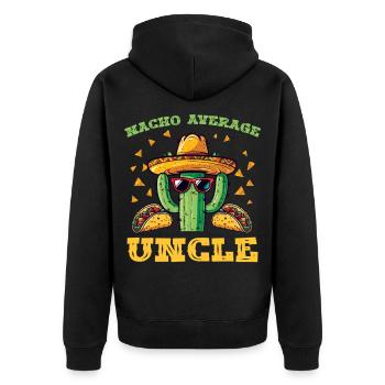 Kaktus mit Sombrero und Tacos - Unisex Premium Bio Zip Hoodie - Schwarz - Hinten - Nico (187cm)
