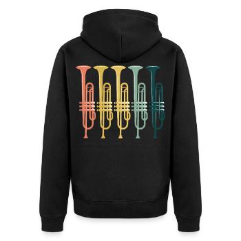 Trompeten Retro Vintage - Unisex Premium Bio Zip Hoodie - Schwarz - Hinten - Nico (187cm)