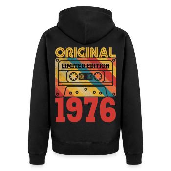 50e Anniversaire 50 ans Original 1976 Vintage - Veste à capuche bio Premium Unisexe - noir - Dos - Nico (187cm)
