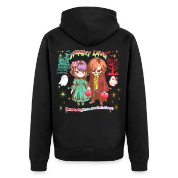 Spooky Love : Skull Chibi en manga gothique pastel - Veste à capuche bio Premium Unisexe - noir - Dos - Nico (187cm)