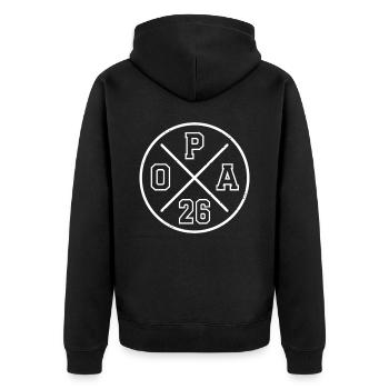 Opa 26 Geschenk Großvater Zukünftiger Opa 2026 - Unisex Premium Bio Zip Hoodie - Schwarz - Hinten - Nico (187cm)
