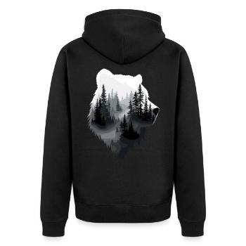 Bear, Forest, Nature, Wilderness, Animal, Bear Artwork - Unisex Premium Organic Zip Hoodie - black - Back - Nico (187cm)