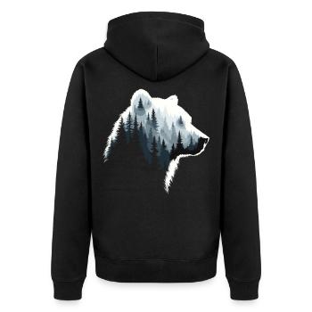 Bear, Forest, Nature, Wilderness, Animal, Bear Artwork - Unisex Premium Organic Zip Hoodie - black - Back - Nico (187cm)
