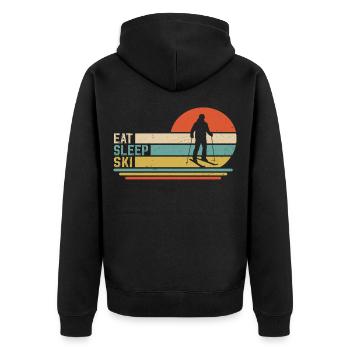 eat sleep ski  - Unisex Premium Bio Zip Hoodie - Schwarz - Hinten - Nico (187cm)