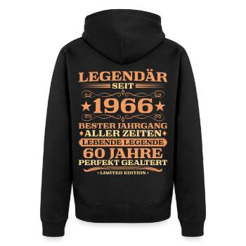 1966 vintage 60 years perfectly aged - Unisex Premium Organic Zip Hoodie - black - Back - Nico (187cm)