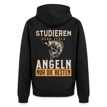 Studieren kann jeder Angeln Nur Die Besten - Unisex Premium Bio Zip Hoodie - Schwarz - Hinten - Nico (187cm)