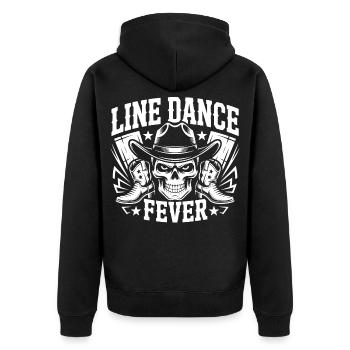 Line Dance Fever Schädel - Unisex Premium Bio Zip Hoodie - Schwarz - Hinten - Nico (187cm)