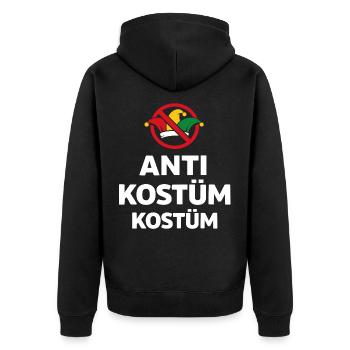Anti Costume Costume Minimal Carnival Disguise - Unisex Premium Organic Zip Hoodie - black - Back - Nico (187cm)