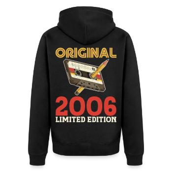 2006 20e Anniversaire 20 ans Original Vintage - Veste à capuche bio Premium Unisexe - noir - Dos - Nico (187cm)