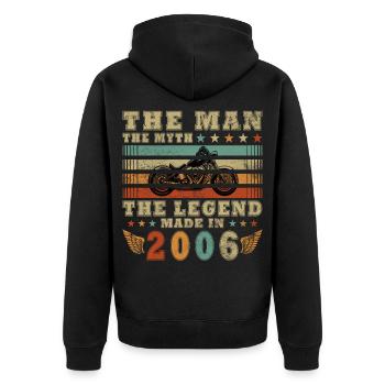 20E ANNIVERSAIRE DE MOTO ÉDITION LIMITÉE 2006 - Veste à capuche bio Premium Unisexe - noir - Dos - Nico (187cm)