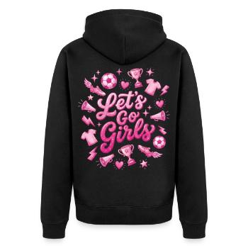 Fußball-Football-Mädchen-Unterstützerin - Unisex Premium Bio Zip Hoodie - Schwarz - Hinten - Nico (187cm)