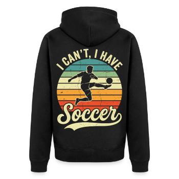 Ich kann keinen Fußballspieler haben - Unisex Premium Bio Zip Hoodie - Schwarz - Hinten - Nico (187cm)