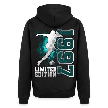 1997 Geburtsjahr Geburtstag - Unisex Premium Bio Zip Hoodie - Schwarz - Hinten - Nico (187cm)