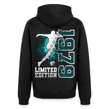 1979 Geburtsjahr Geburtstag - Unisex Premium Bio Zip Hoodie - Schwarz - Hinten - Nico (187cm)