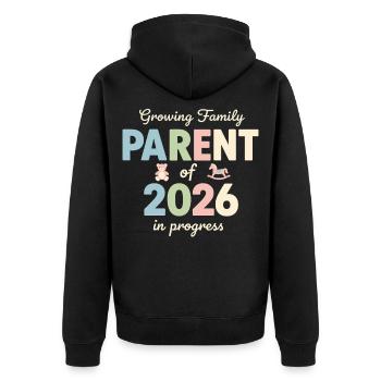 Famille en croissance – Parent de 2026 - Veste à capuche bio Premium Unisexe - noir - Dos - Nico (187cm)