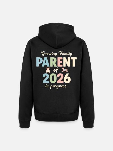 Growing Family – Parent of 2026 - Unisex Premium Organic Zip Hoodie - black