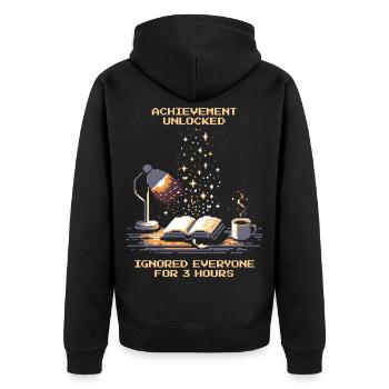 Succès débloqué | Lire des livres : nerd - Veste à capuche bio Premium Unisexe - noir - Dos - Nico (187cm)