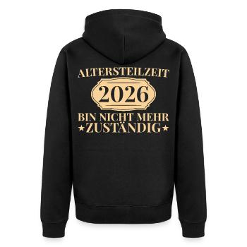 Partial retirement colleague 2026 early retirement gift idea - Unisex Premium Organic Zip Hoodie - black - Back - Nico (187cm)