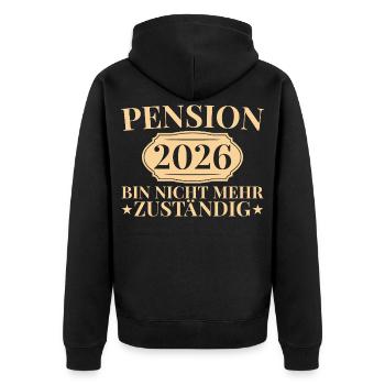 Pension Abschied 2026 Kollege Pensionär Geschenk - Unisex Premium Bio Zip Hoodie - Schwarz - Hinten - Nico (187cm)