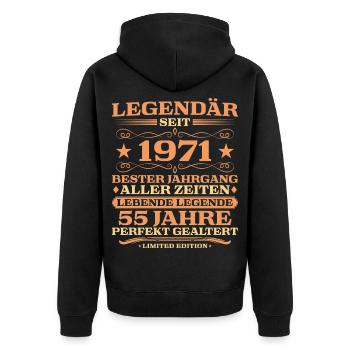 1971 vintage 55 years perfectly aged - Unisex Premium Organic Zip Hoodie - black - Back - Nico (187cm)