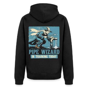 Constructeur de pipeline de couche de tuyau - Veste à capuche bio Premium Unisexe - noir - Dos - Nico (187cm)
