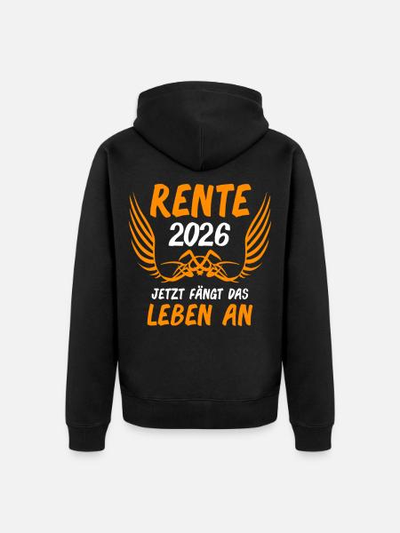 Rente 2026 Ruhestand Rentner Rentnerin - Unisex Premium Bio Zip Hoodie - Schwarz