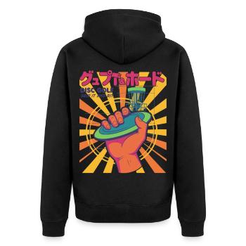 Disc Golf Grip It And Rip It Flying Disc Fun - Unisex Premium Organic Zip Hoodie - black - Back - Nico (187cm)