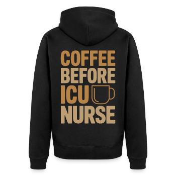 ICU Nurse Coffee Registered Nurse Coffee Lover - Unisex Premium Bio Zip Hoodie - Schwarz - Hinten - Nico (187cm)