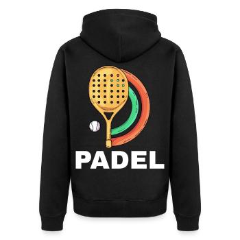 I can't I have padel - Unisex Premium Organic Zip Hoodie - black - Back - Nico (187cm)