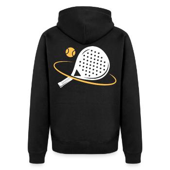 I can't I have padel - Unisex Premium Organic Zip Hoodie - black - Back - Nico (187cm)