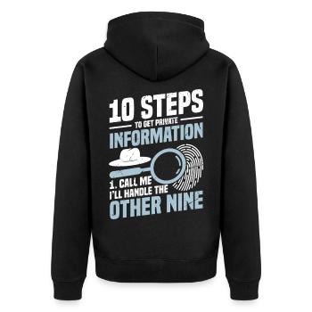 Détective privé Titulaire d’un badge d’uniforme Privé - Veste à capuche bio Premium Unisexe - noir - Dos - Nico (187cm)