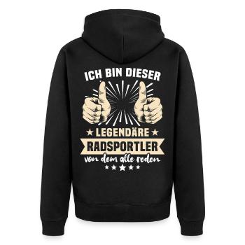 Radsportler Sprüche - Unisex Premium Bio Zip Hoodie - Schwarz - Hinten - Nico (187cm)