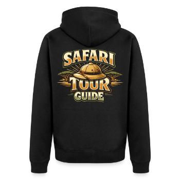 Safari Tour Guide Costume Carnival Africa Zoo - Unisex Premium Organic Zip Hoodie - black - Back - Nico (187cm)