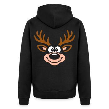 Hirsch | Big Face Costume Carnival Disguise - Unisex Premium Organic Zip Hoodie - black - Back - Nico (187cm)