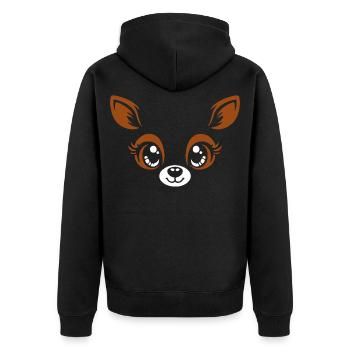 Deer | Big Face Costume Carnival Disguise - Unisex Premium Organic Zip Hoodie - black - Back - Nico (187cm)